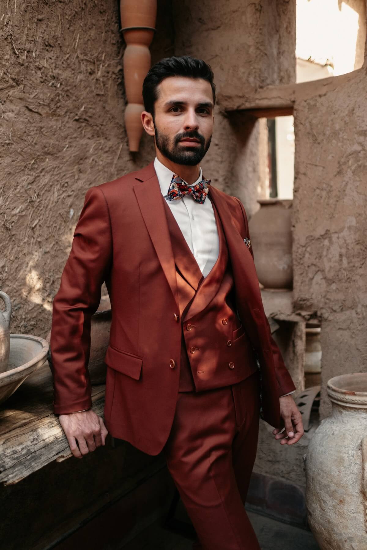 Costume de mariage 3 pièces terracotta sur mesure Atelier Blatin Clermont-Ferrand