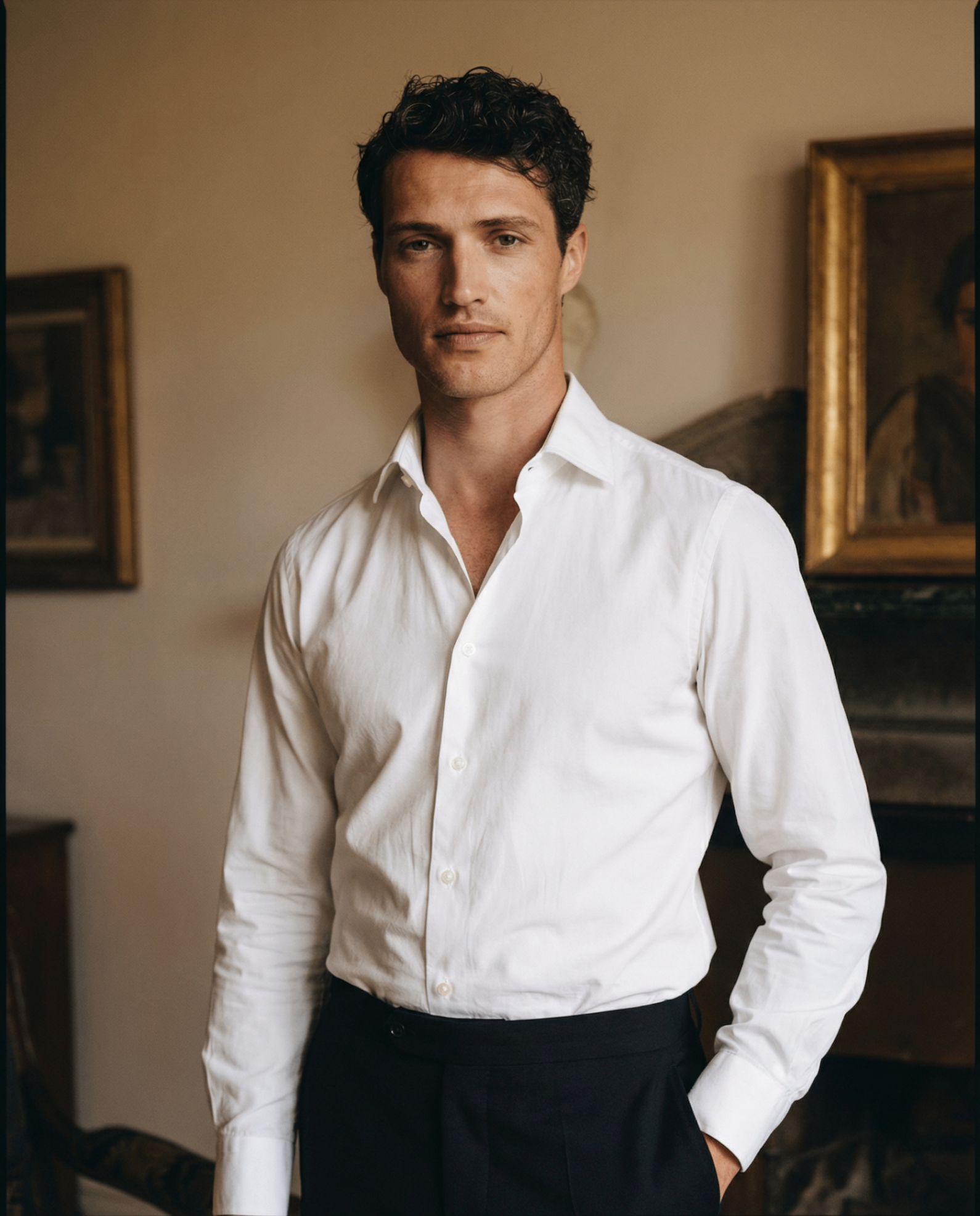 Chemise classique en coton uni blanc